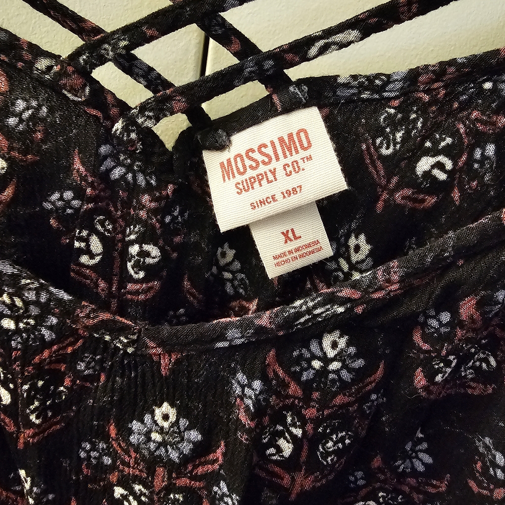 Mossimo Floral Black Spaghetti Strap Top - Size XL - Picture 2 of 5